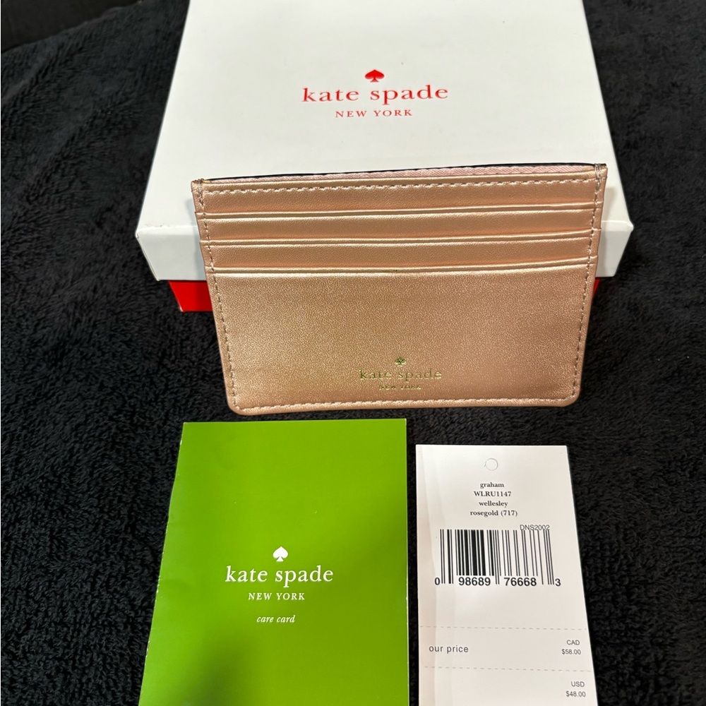 kate spade NWT Wellsley card holder rose gold